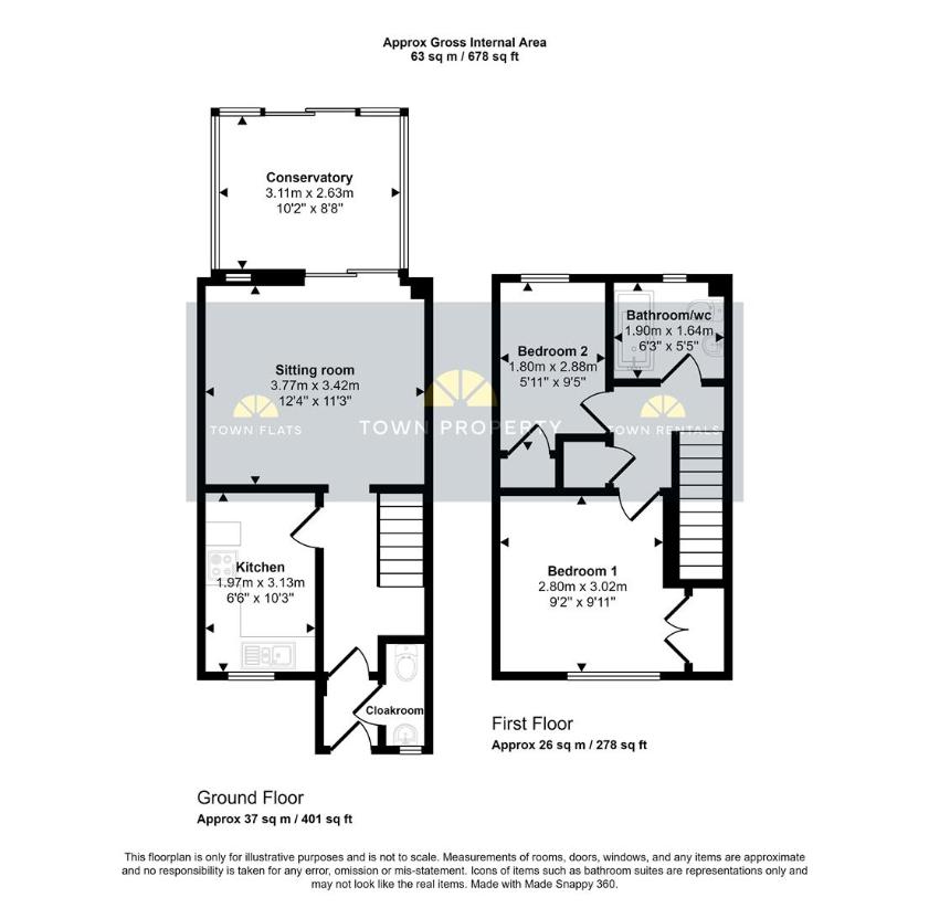 2 bedroom end of terrace house for sale - floorplan