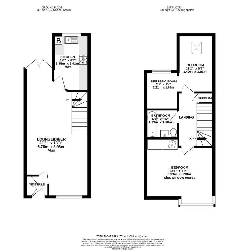 2 bedroom mews house for sale - floorplan