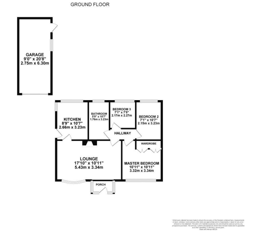 3 bedroom detached bungalow for sale - floorplan