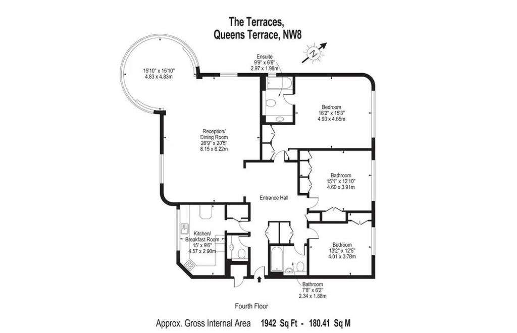 3 bedroom flat to rent - floorplan