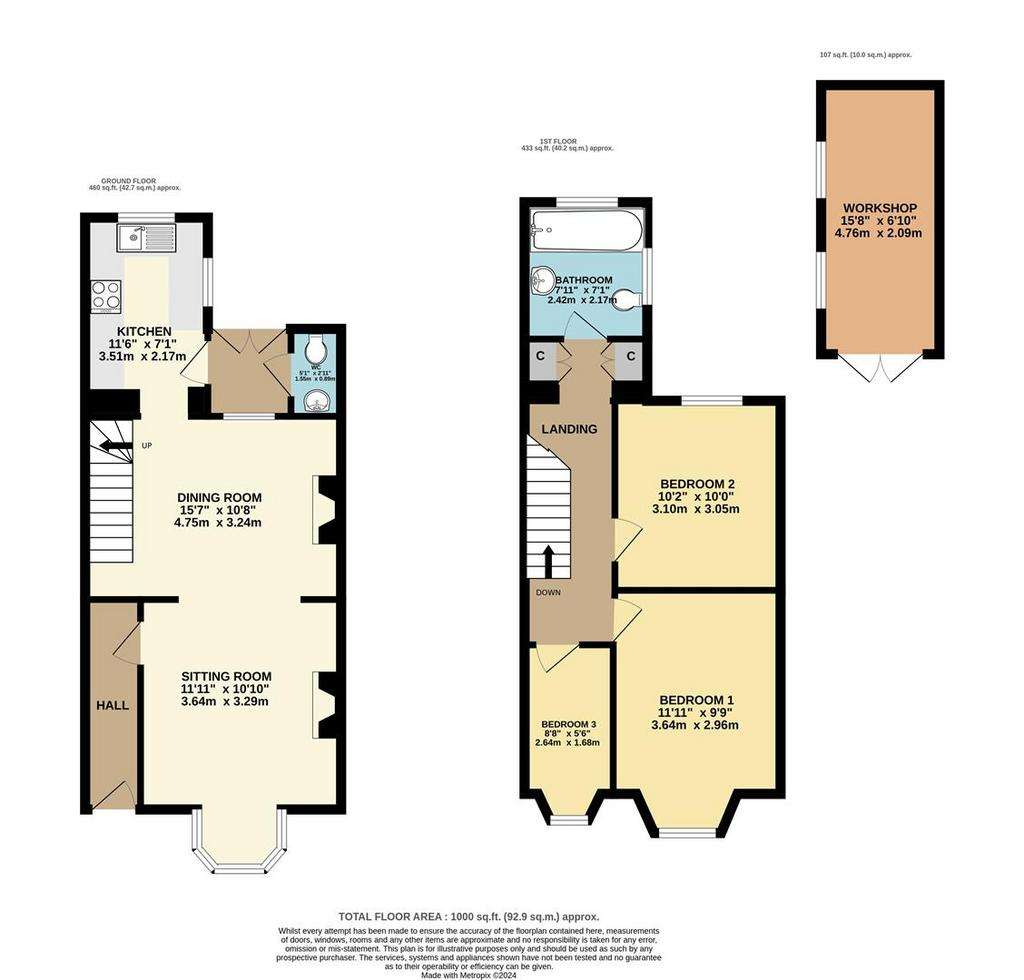 3 bedroom terraced house for sale - floorplan