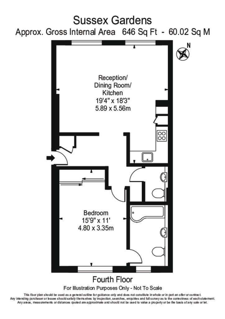 1 bedroom flat to rent - floorplan