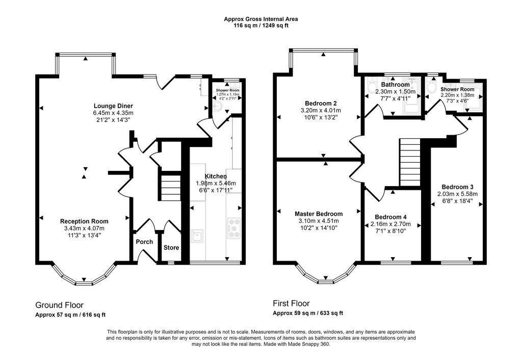 4 bedroom semi-detached house for sale - floorplan