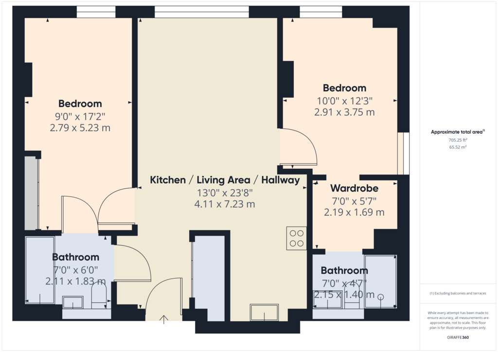 2 bedroom flat to rent - floorplan