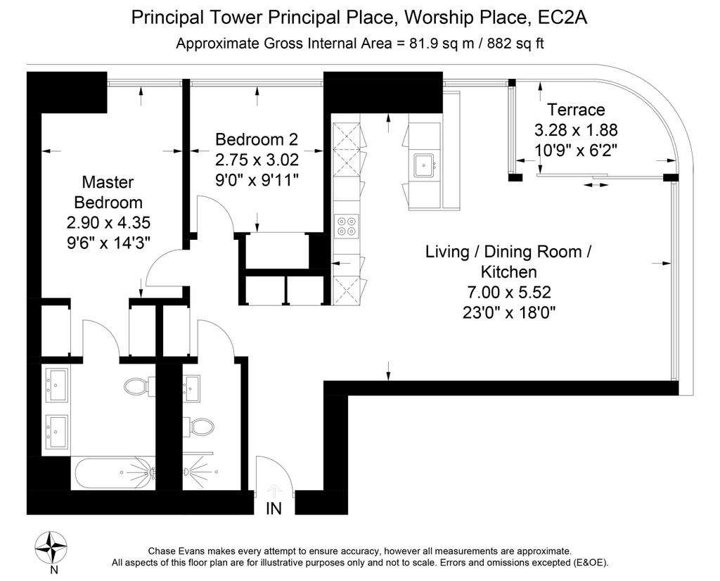 2 bedroom flat to rent - floorplan