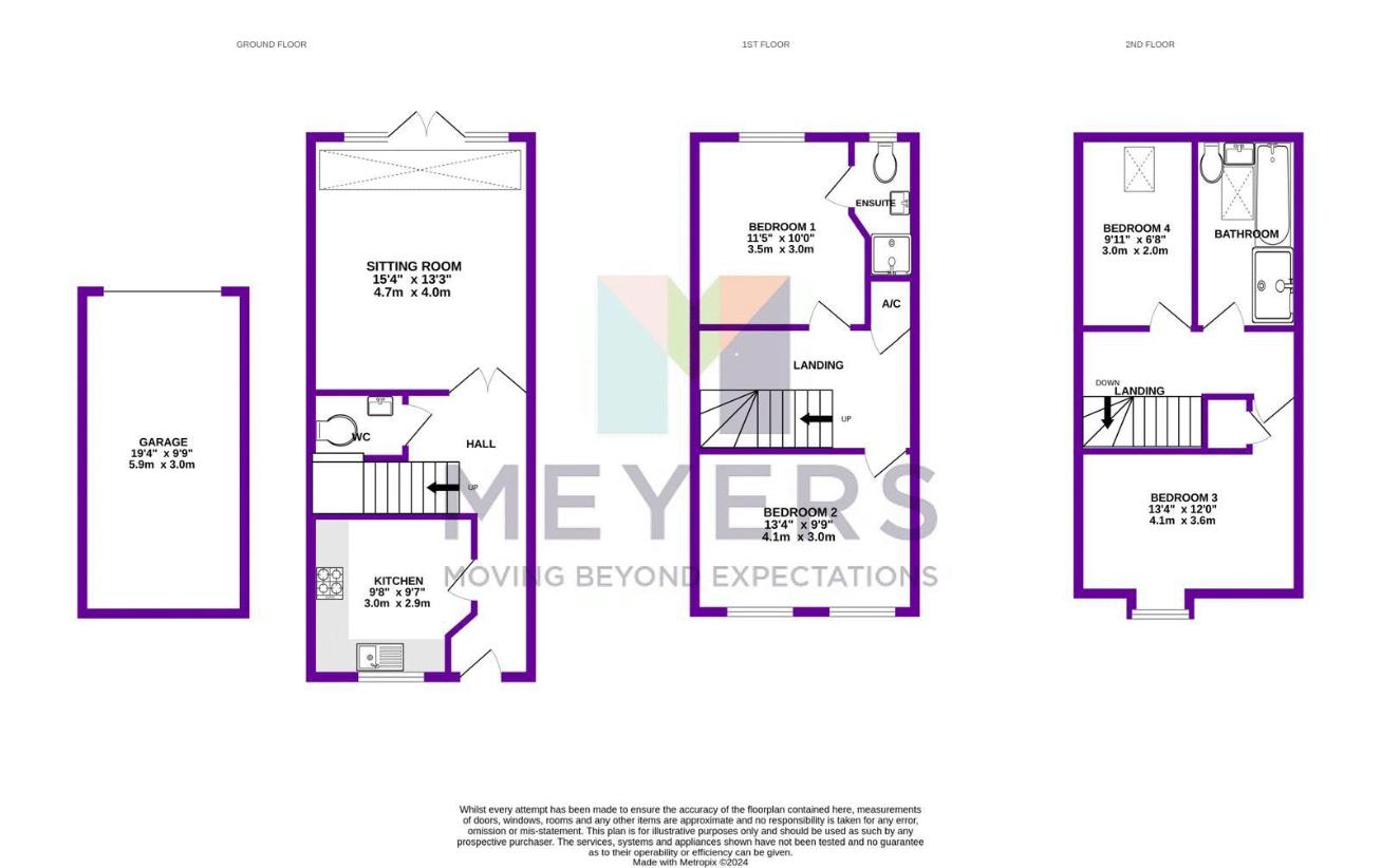 4 bedroom terraced house for sale - floorplan