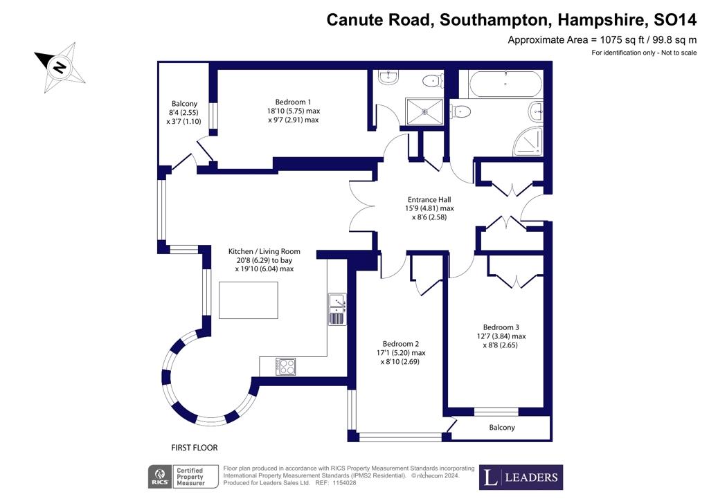 3 bedroom flat for sale - floorplan