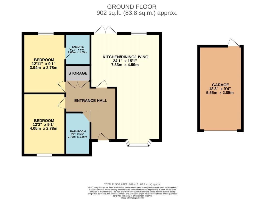 2 bedroom bungalow for sale - floorplan