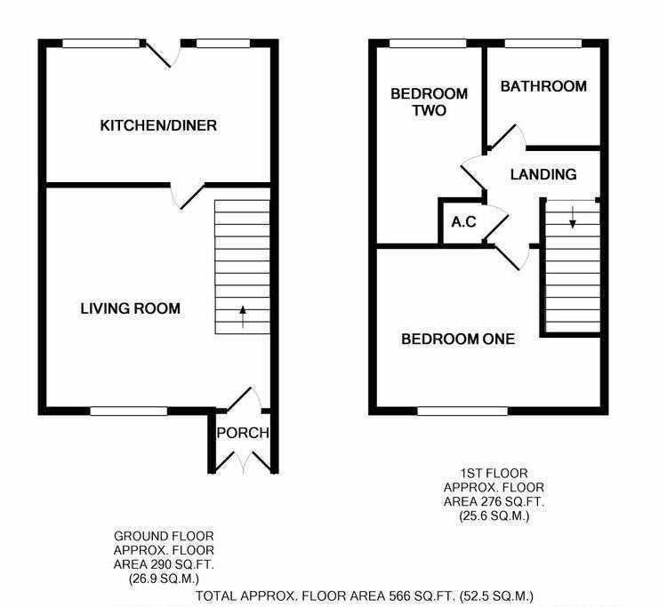 2 bedroom terraced house for sale - floorplan