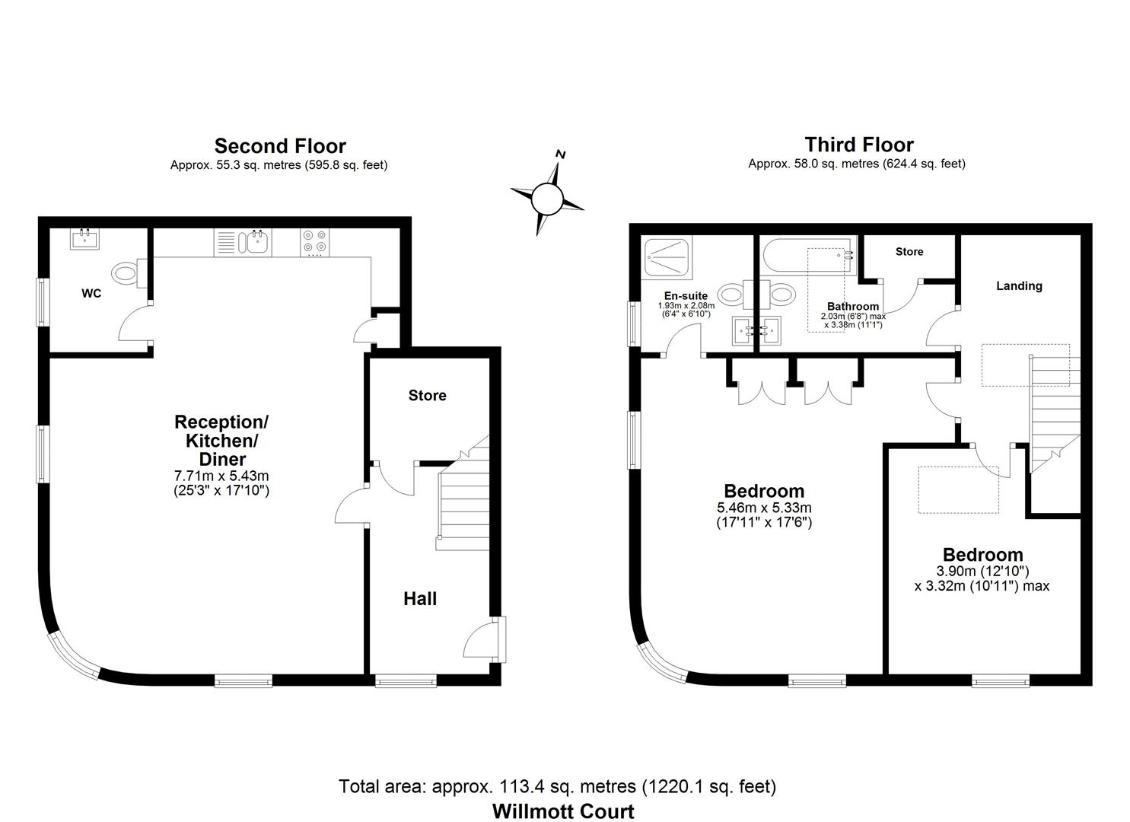 2 bedroom penthouse apartment for sale - floorplan