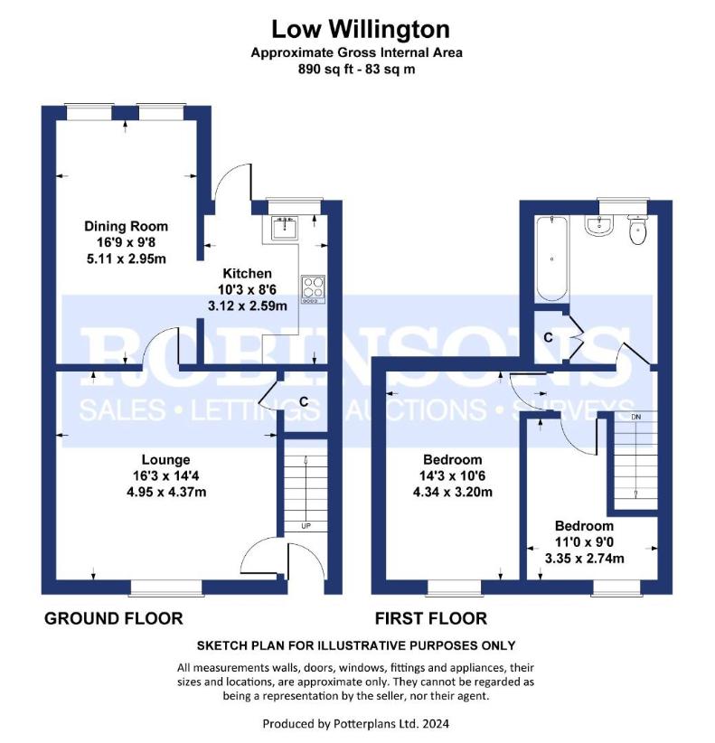 2 bedroom terraced house for sale - floorplan