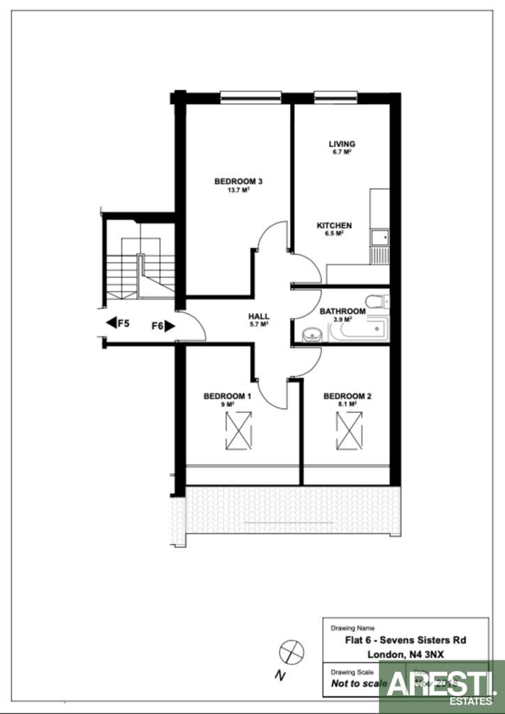 3 bedroom flat to rent - floorplan