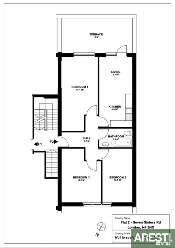 3 bedroom flat to rent - floorplan