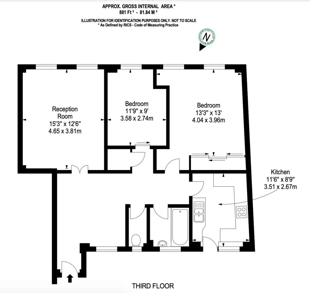 2 bedroom flat to rent - floorplan