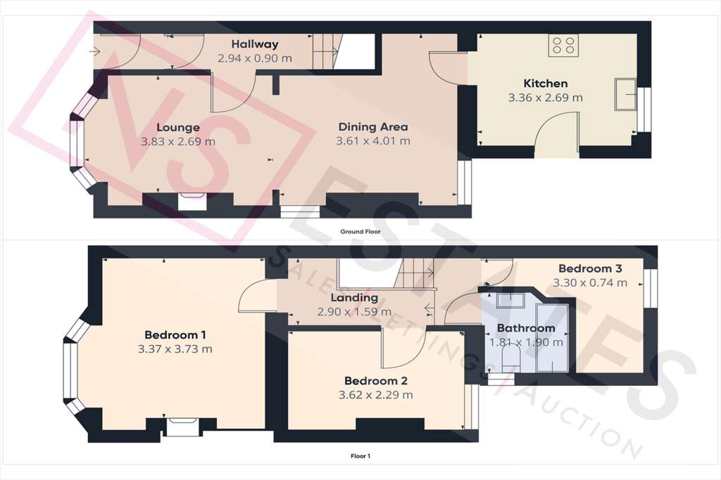 3 bedroom end of terrace house for sale - floorplan