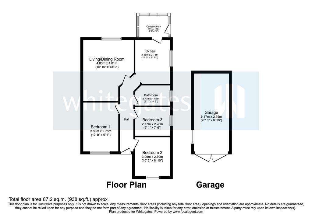 3 bedroom bungalow for sale - floorplan