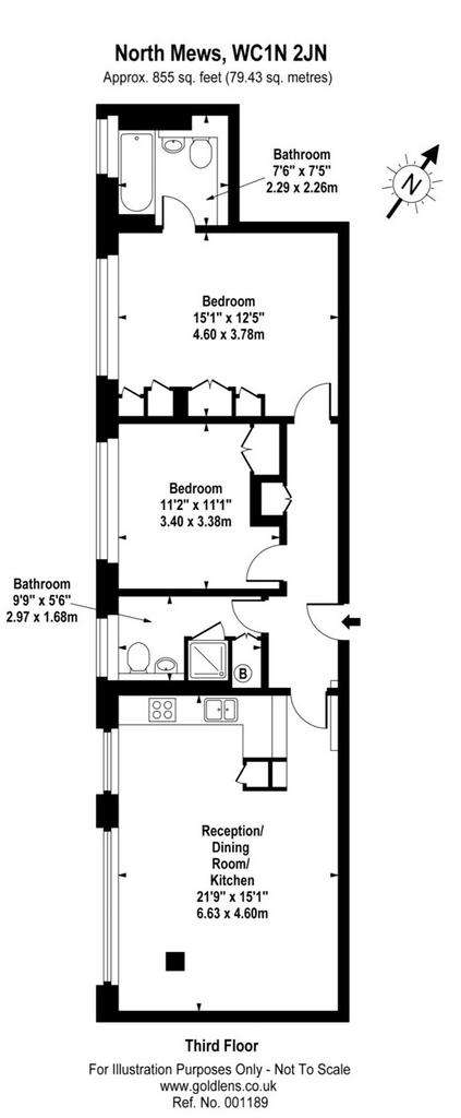 2 bedroom flat to rent - floorplan