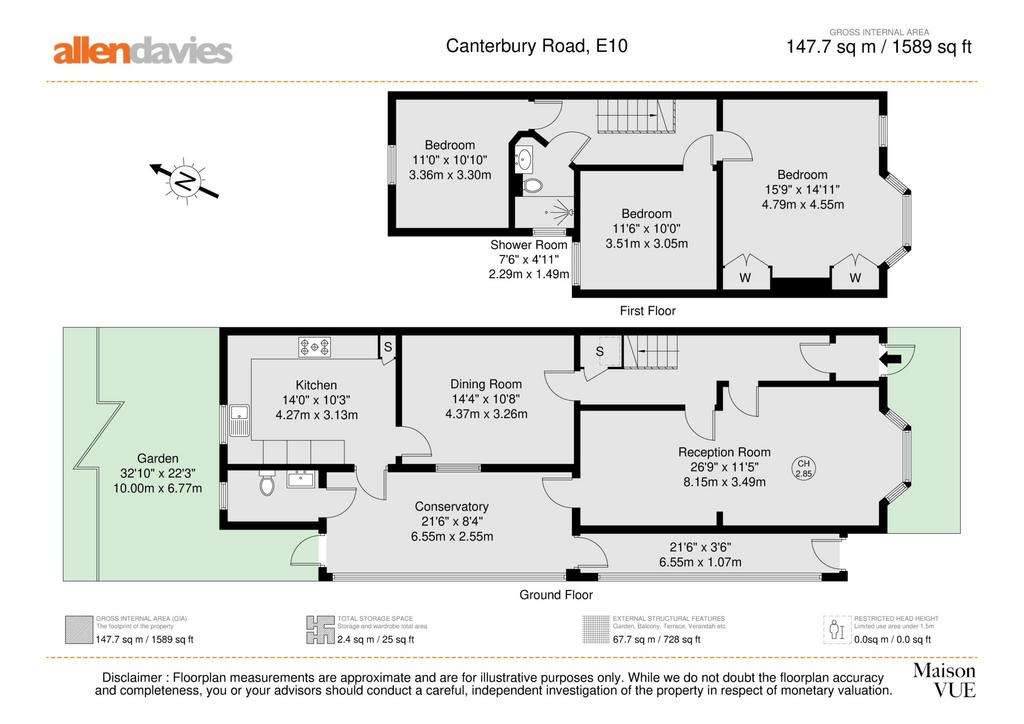 3 bedroom house for sale - floorplan