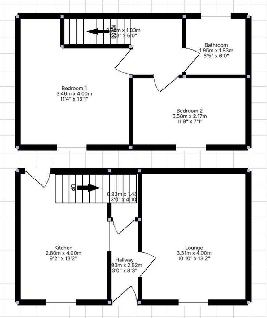 2 bedroom semi-detached house for sale - floorplan