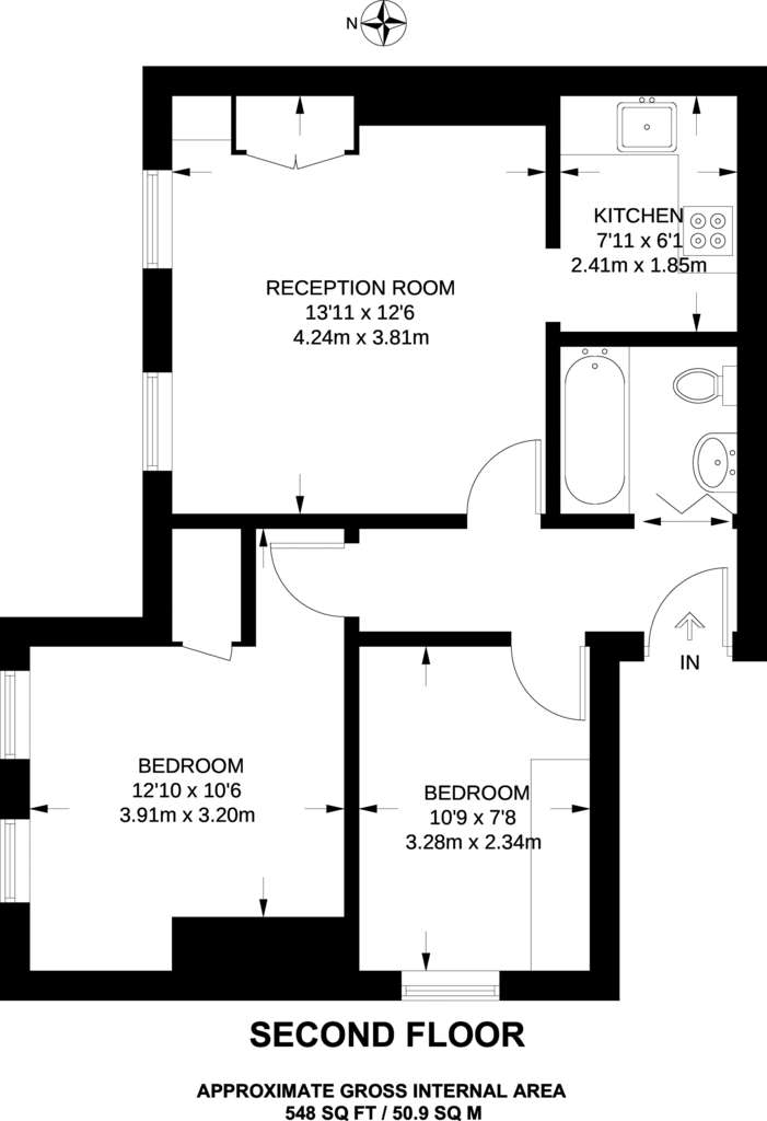 2 bedroom flat to rent - floorplan