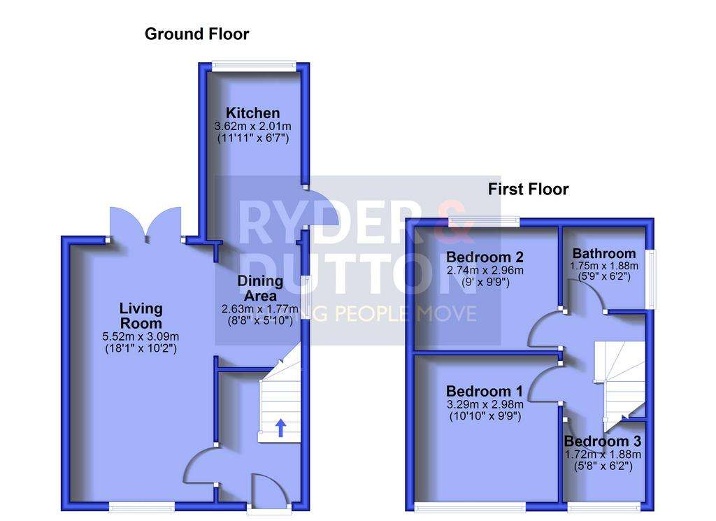 3 bedroom semi-detached house for sale - floorplan