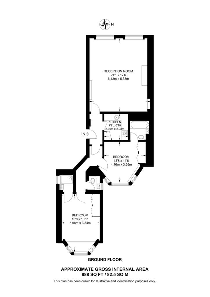 2 bedroom flat to rent - floorplan