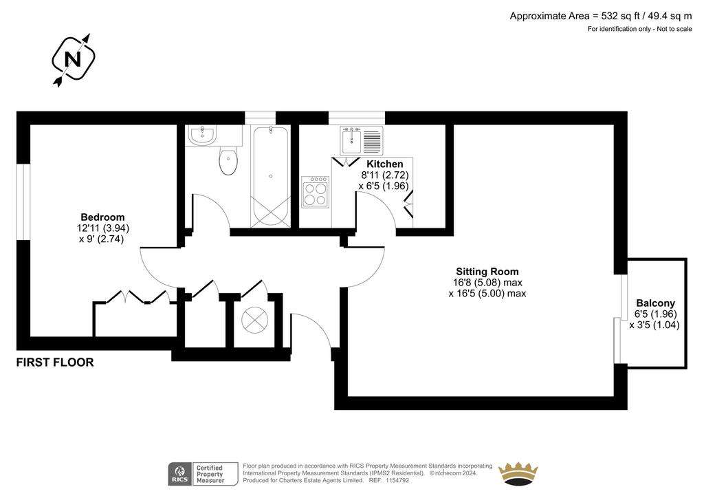 1 bedroom flat for sale - floorplan