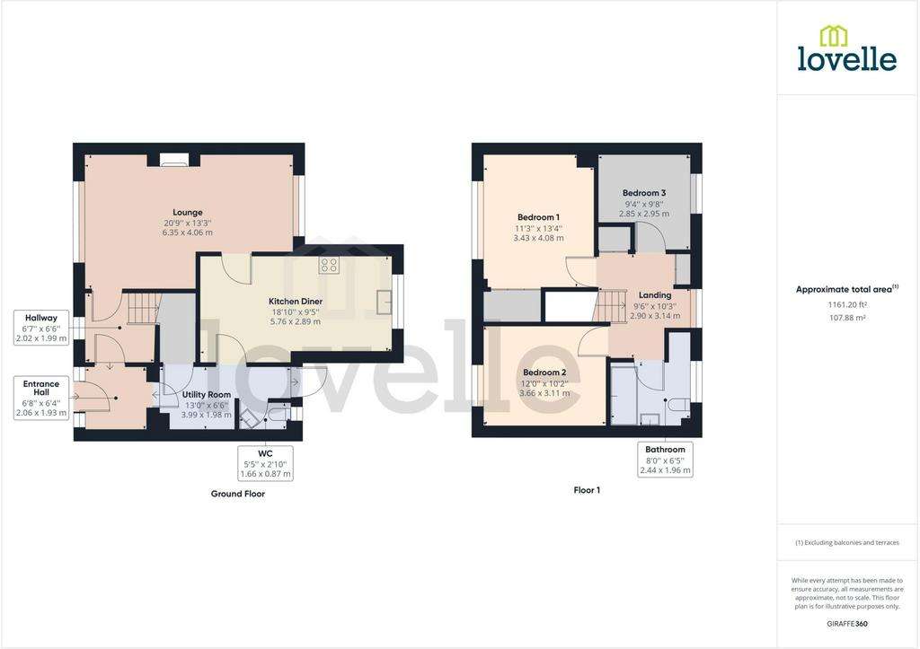 3 bedroom terraced house for sale - floorplan