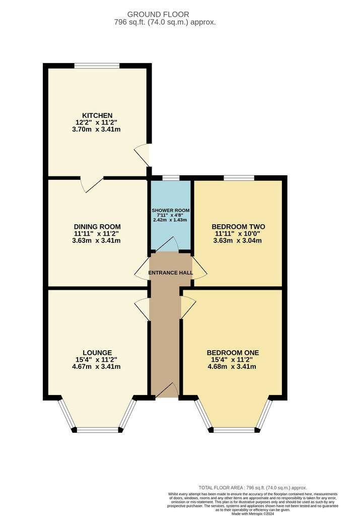 2 bedroom bungalow for sale - floorplan