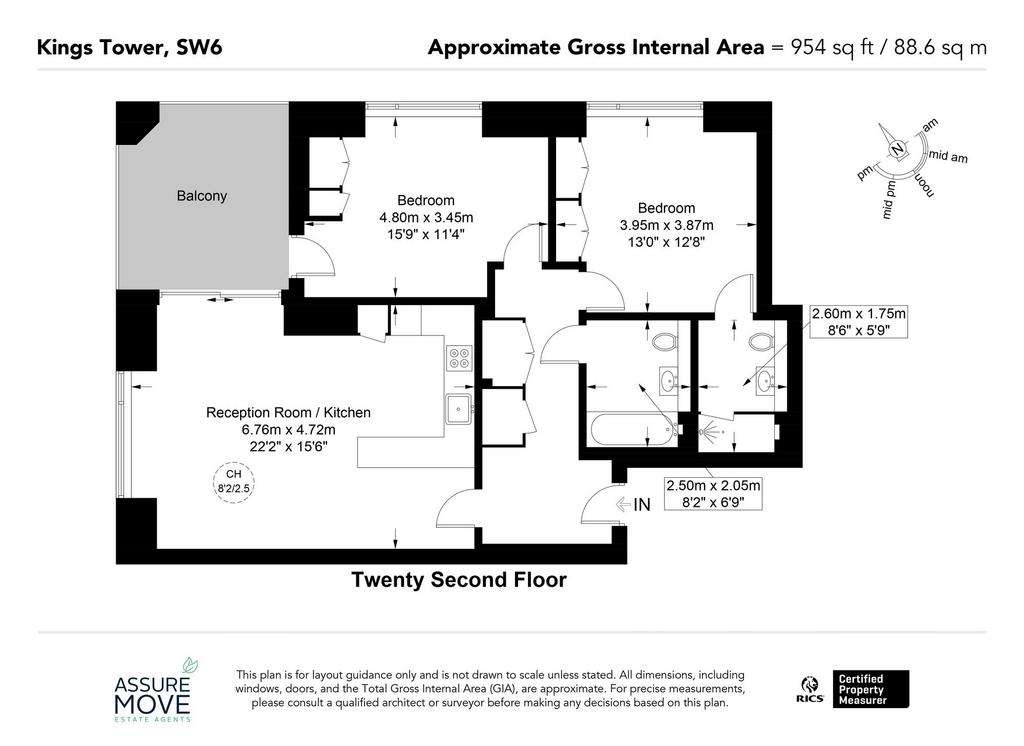 2 bedroom flat to rent - floorplan