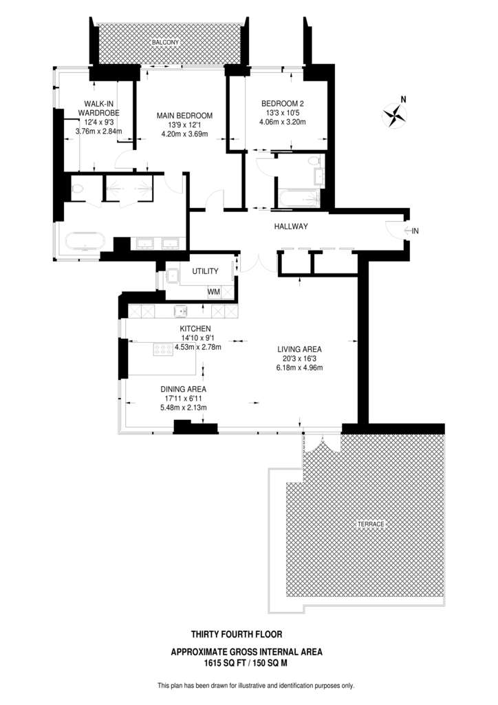 2 bedroom penthouse apartment for sale - floorplan