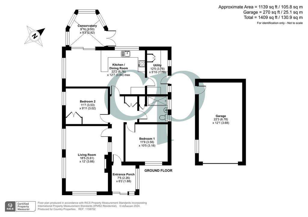 2 bedroom bungalow for sale - floorplan