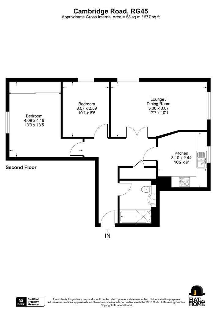 2 bedroom flat to rent - floorplan