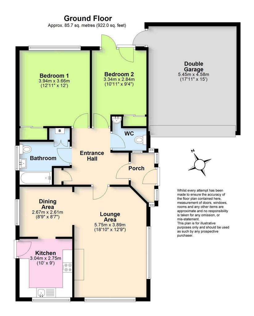 2 bedroom bungalow for sale - floorplan