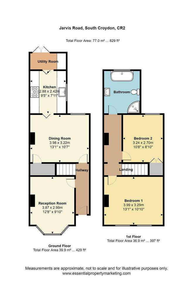 2 bedroom semi-detached house to rent - floorplan