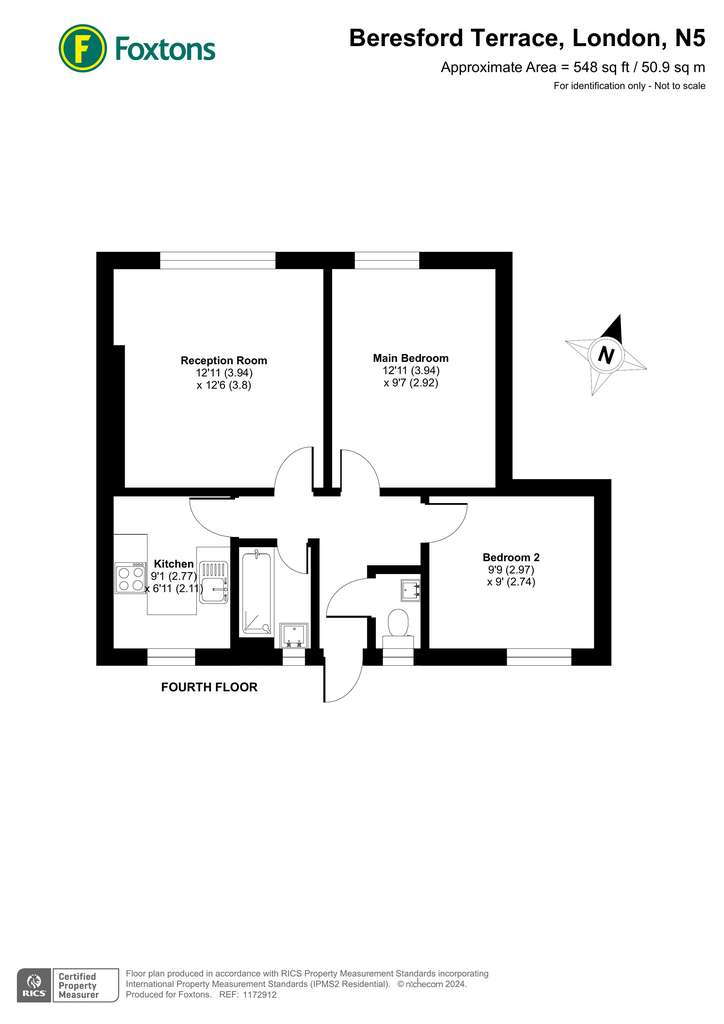 2 bedroom flat to rent - floorplan