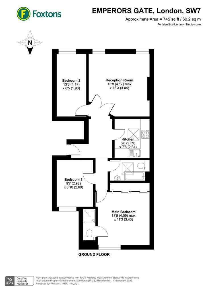 3 bedroom flat to rent - floorplan