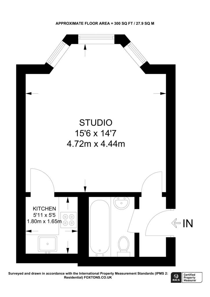 Studio flat to rent - floorplan