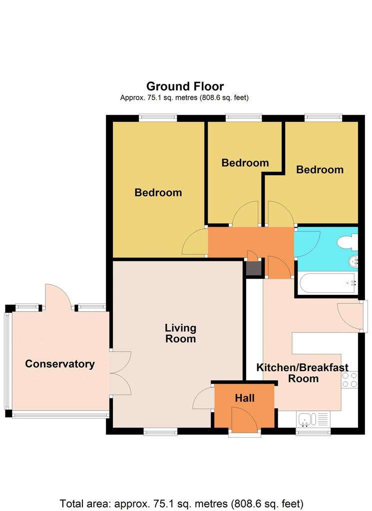 3 bedroom bungalow for sale - floorplan