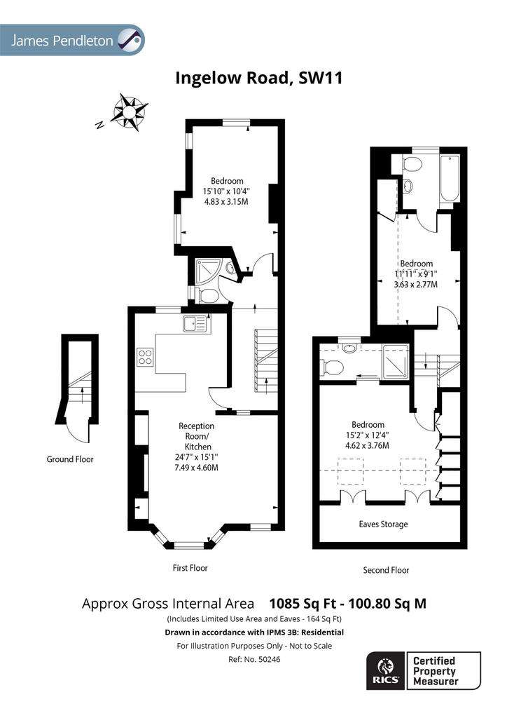 3 bedroom flat for sale - floorplan