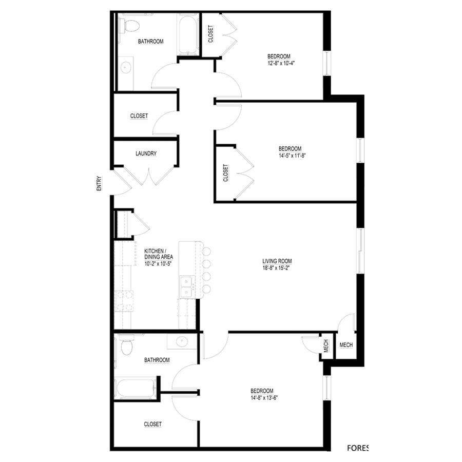 3 bedroom flat for sale - floorplan