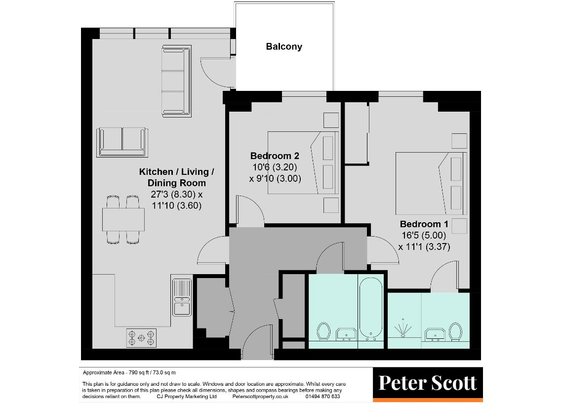 2 bedroom detached house for sale - floorplan