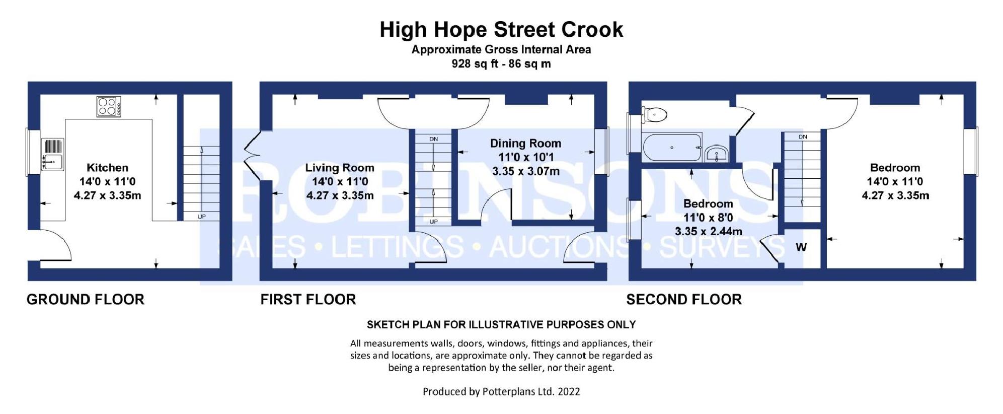 2 bedroom end of terrace house for sale - floorplan