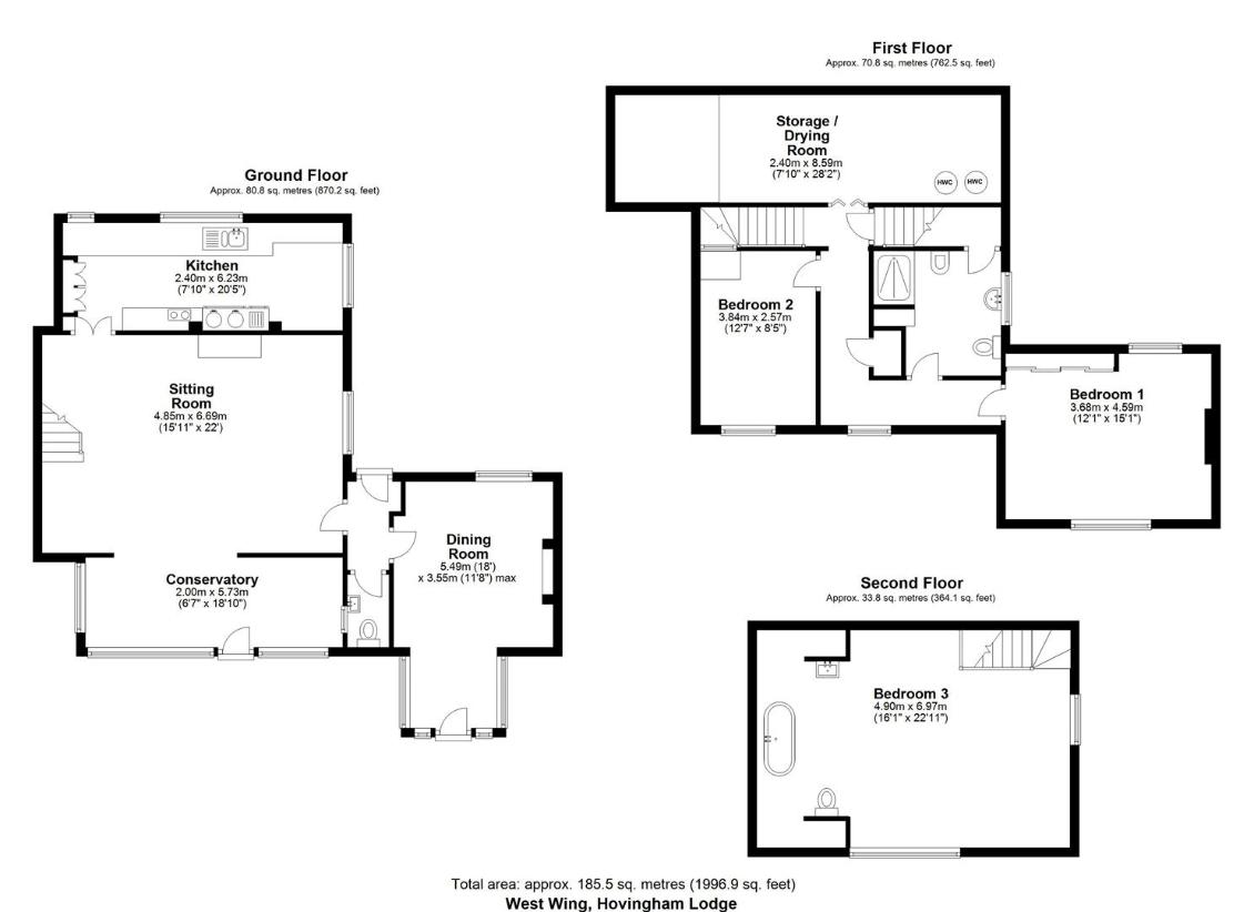 3 bedroom semi-detached house for sale - floorplan