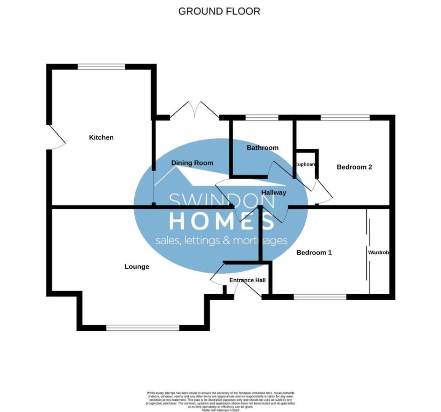 2 bedroom bungalow for sale - floorplan