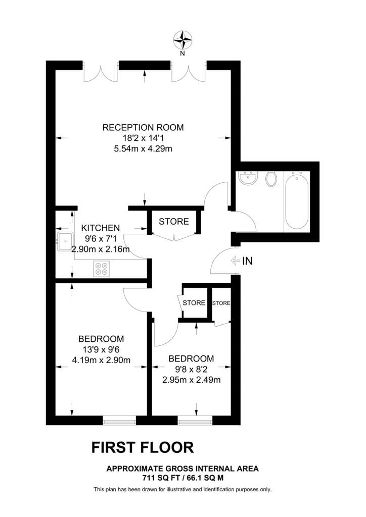 2 bedroom flat to rent - floorplan