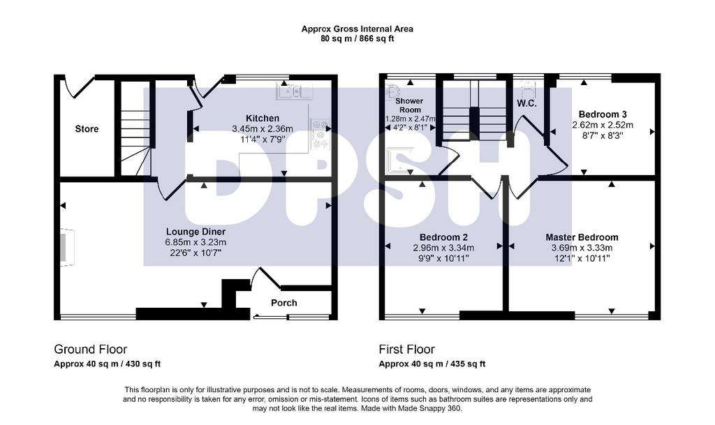 3 bedroom terraced house for sale - floorplan