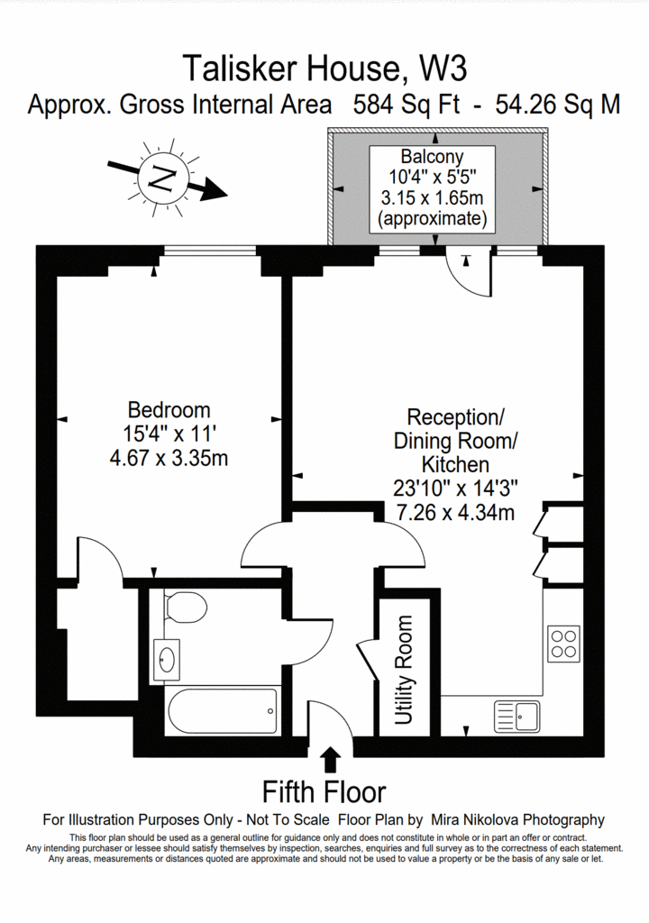 1 bedroom flat to rent - floorplan