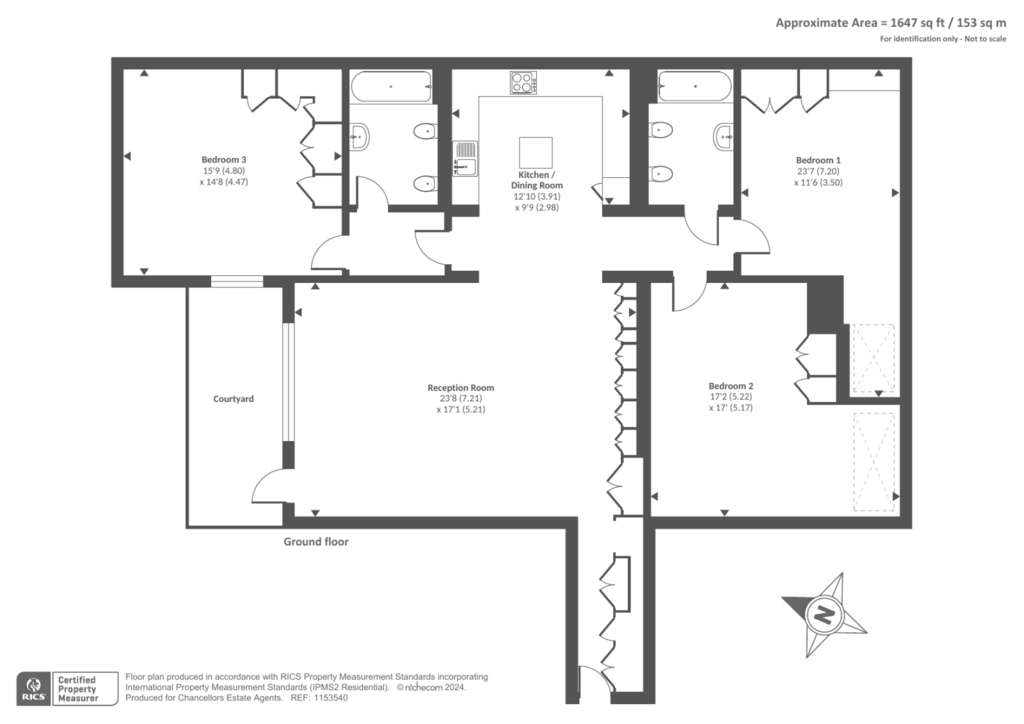 3 bedroom flat for sale - floorplan