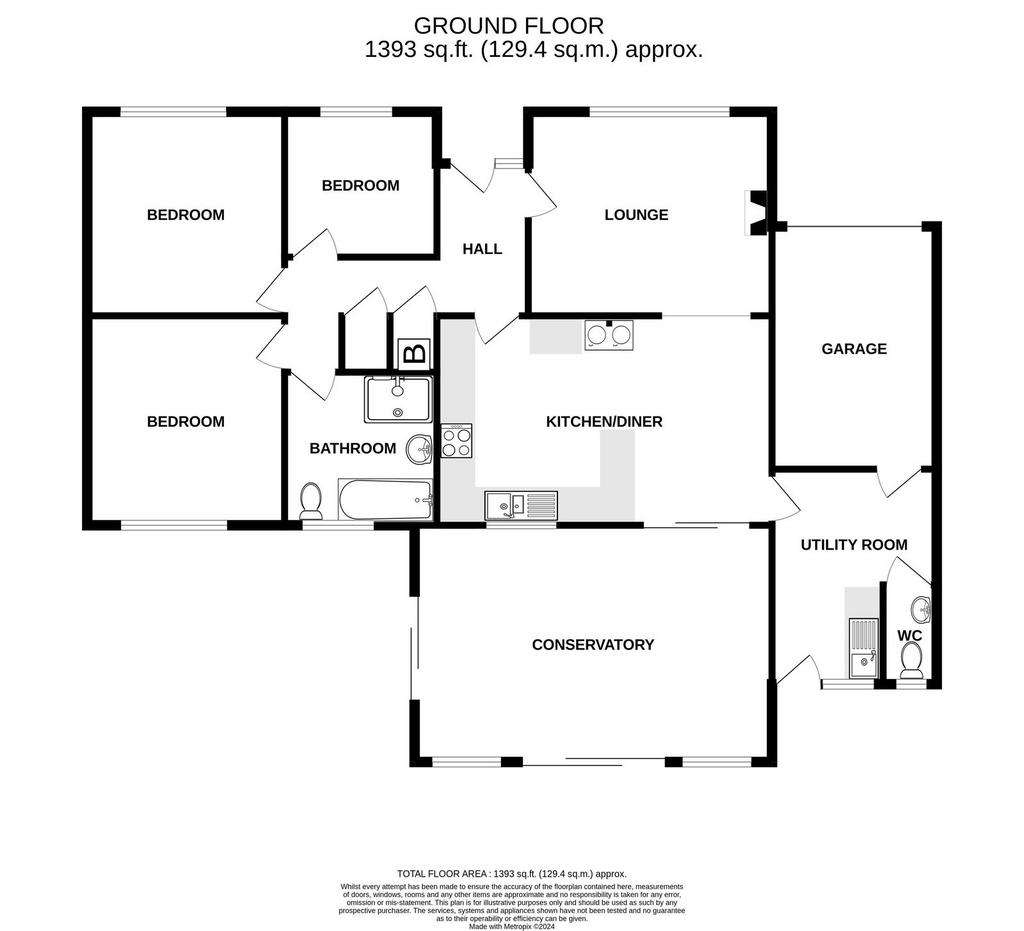 3 bedroom detached bungalow for sale - floorplan